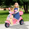 Moto scooter électrique pour enfants - HOMCOM - 3 roues - Rose - Effets lumineux et sonores-1