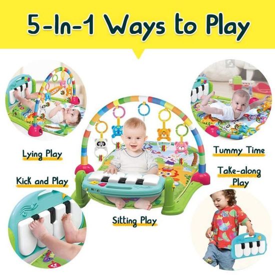 3 en 1 bébé enfant tapis de jeu jouer musical pédale piano doux fitness  tapis de gymnastique avec 20 musiques bébé éducation veilleuse 