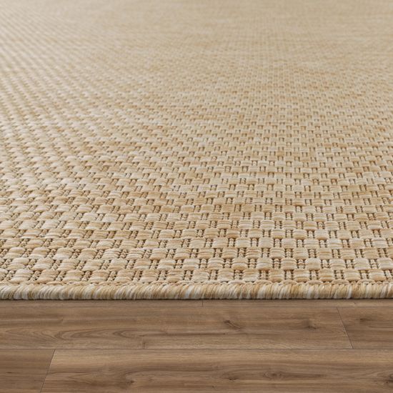 Tapis Rond 160cm Polypropylène - Intérieur/Extérieur, Balcon, Terrasse (Naturel, Chiné)