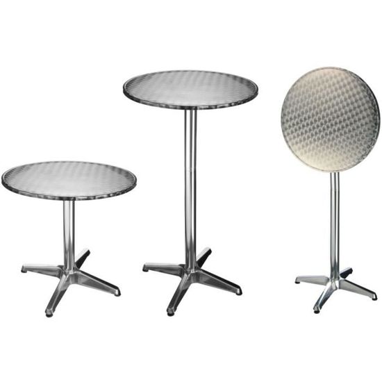 Bakaji Table en Aluminium pour extérieur 60 x 60 cm avec Hauteur réglable 70/110 cm Table bistrot carrée pour Bar Maison Jardin Restaurant Couleur Silver 