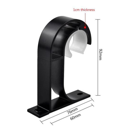 4 Supports Pour Tringle à Rideau Plafond - Alliage Aluminium Noir - Pour Tringles 25-28mm - Fixation Facile Et Solide