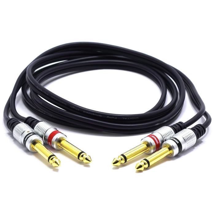 Câble Audio Stéréo Double Jack 6.35mm Vers Mini-jack 3.5mm - Longueur 1.5m, Neuf Power