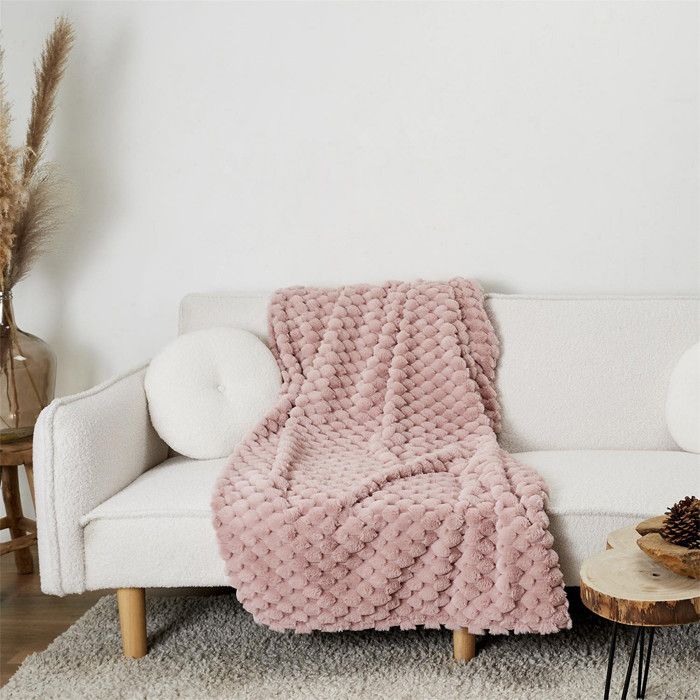Plaid Uni En Coton Murial – 120x150 Cm – Rose Litchi – Paris Prix