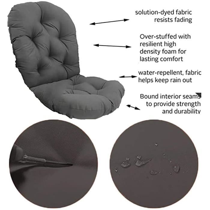 Coussin Fauteuil Suspendu DSXH 50x125 Cm – Épaissi, Velours Chaleureux – Appui-tête Réglable – Intérieur & Extérieur