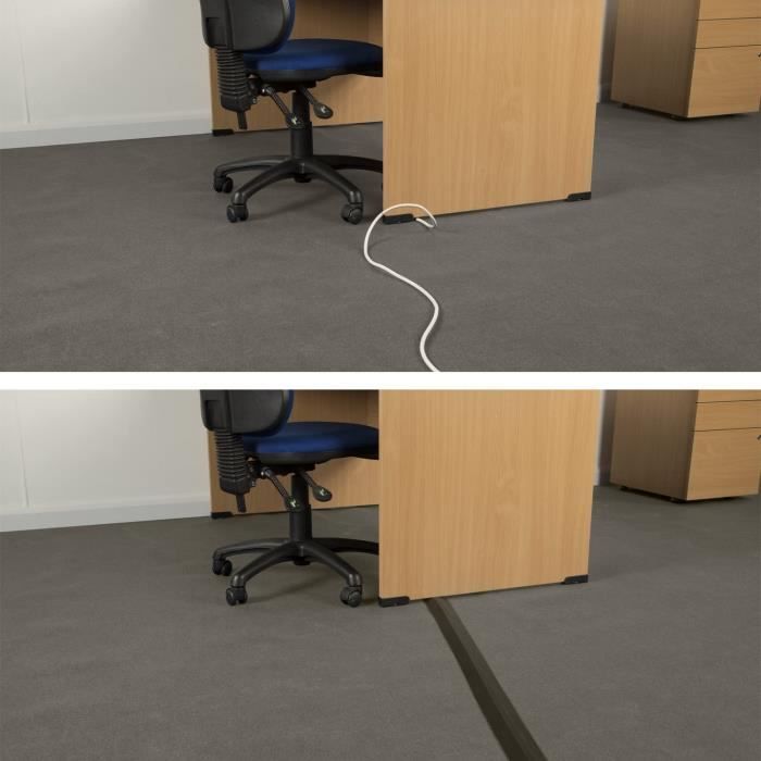 Cooalinar Goulotte Carrée Passe-câble Sol | Cache-fils Auto-adhésif En Alliage D'aluminium, Multi-tailles (20x20mm à 100x50mm) Pour Bureau, Maison, Magasin - 7