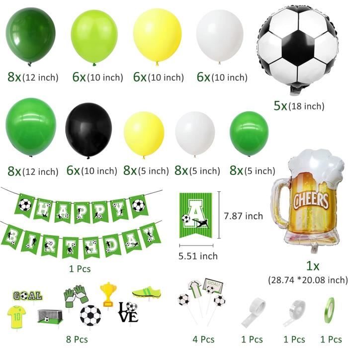 Kit Anniversaire Football Garçon – 72 Pièces : 12 Sachets, Médailles, Porte-clés, Tatouages, Bracelets, Sifflets – Déco Et Cadeaux Fête