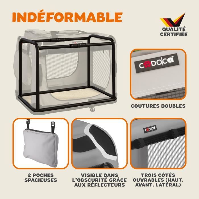 Cage De Transport XXL CADOCA Aluminium MDF 2 Portes - Caisse Chien Voiture Noire