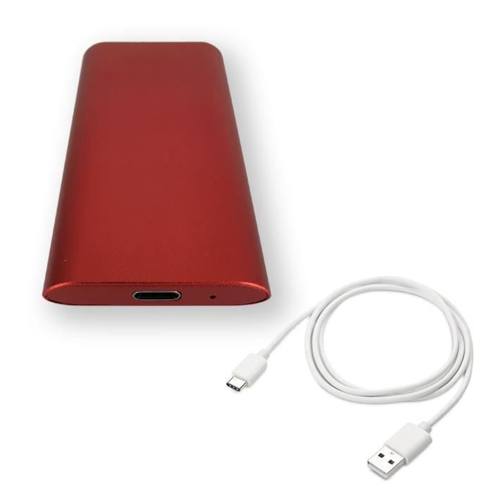 Disque dur externe SSD 2 To (2000 go) ultra mince - rouge