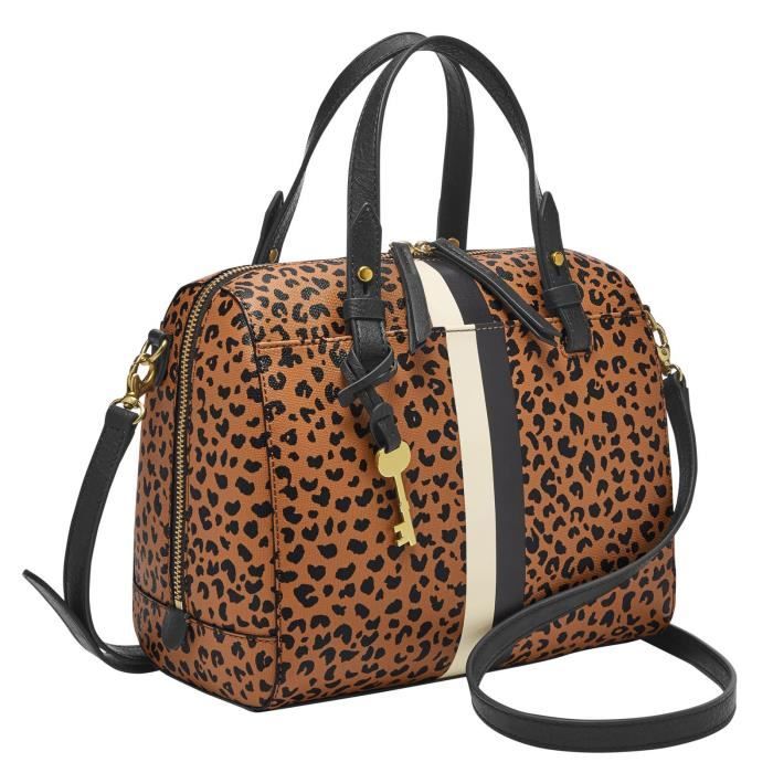 FOSSIL Rachel Satchel Cheetah 94738 sacoche Marron Blanc Cdiscount Bagagerie Maroquinerie