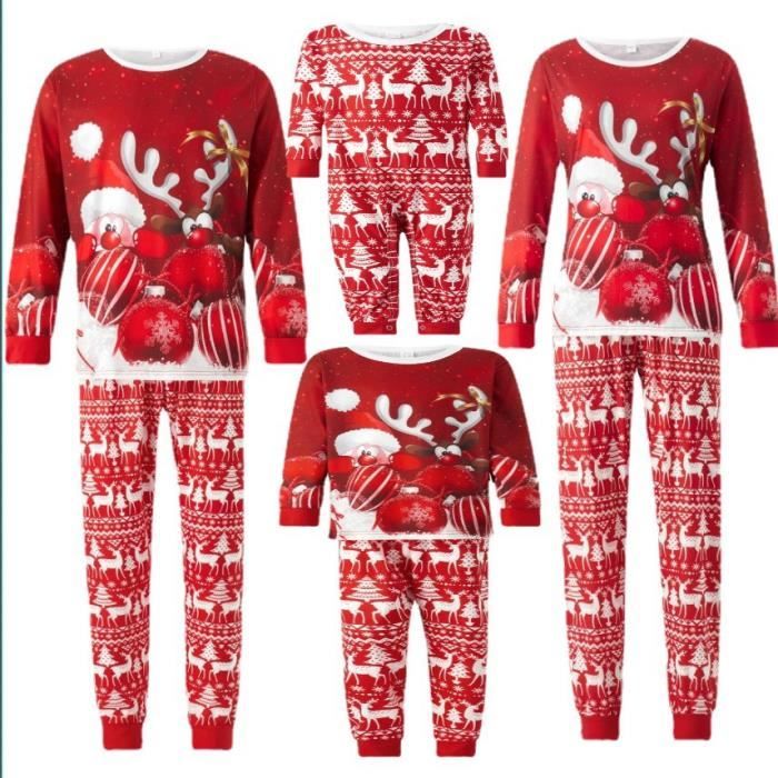 Pyjama Noel Tenue Identique Parent Enfant Vetement Famille Assorti Noel Ensemble Pantalon et Haut Top Manche Longue Col Rond Bebe Bebe Cdiscount Pret a Porter