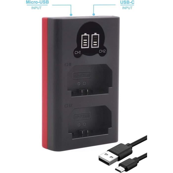 Kit 2 Batteries NP-FZ100 Compatibles Sony FX3, A7 IV, A7S III, ZV-E1 + Chargeur Double USB