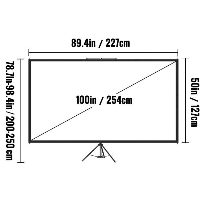 VEVOR écran de Projection avec Support 100 254 cm Toile de Projection sur  Pied HD 16