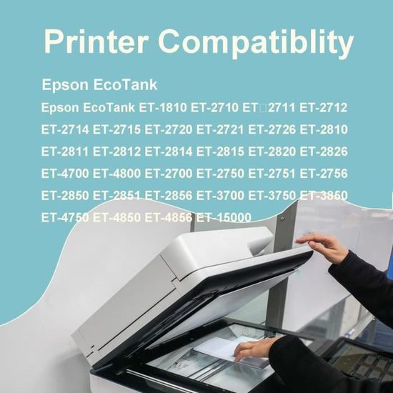 4 Cartouches Compatibles pour Epson EcoTank ET-2815, ET-2820, ET