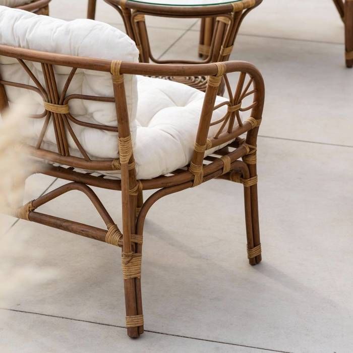Garden Vida Salon De Jardin 4 Places En Rotin Marron - Canapé, Fauteuils Et Table
