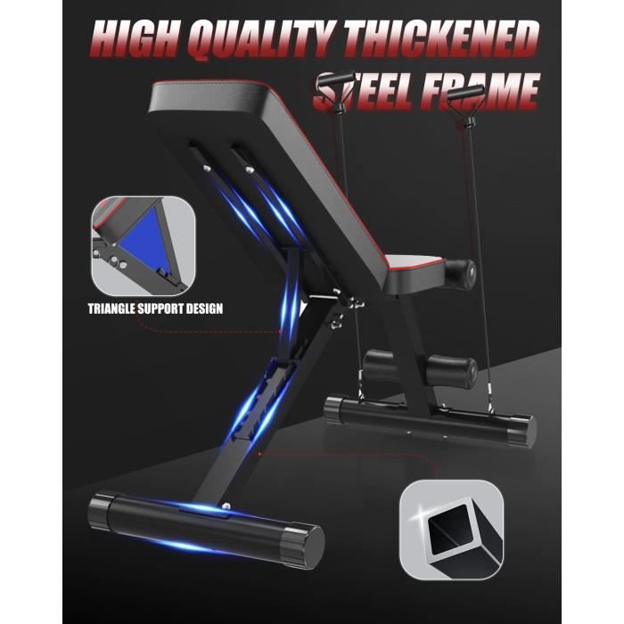 350KG Banc de Musculation Pliable - Banc de Training Bonvork avec Acier Epaissi de 1,6 MM, Banc de Muscul Réglable, Banc à Pressions à Reflux Rabattable 350KG Banc de Musculation Pliable - Banc de Training Bonvork avec Acier Epaissi de 1,6 MM, Banc de Muscul Réglable, Banc à Pressions à Reflux Rabattable