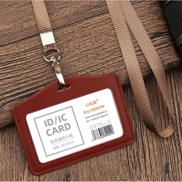 Lot De 4 Porte-badges Avec Cordon Et Fenêtre Transparente - 11x7cm - Pour Cartes D'identité, Badges, Porte-clés