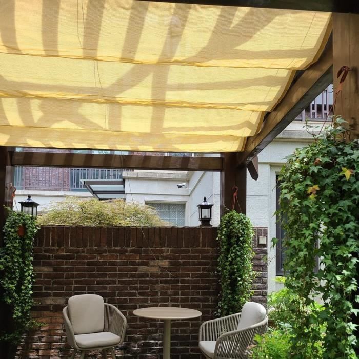 Voile D'ombrage Rétractable Vague Grise 1x4m - Anti-UV 90%, HDPE, Pour Pergola, Patio, Piscine, Facile à Installer