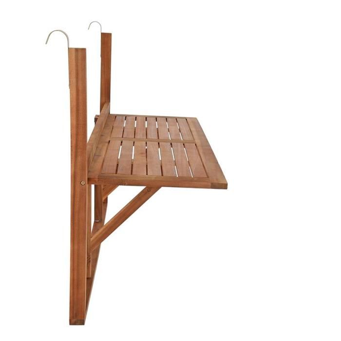 Table de balcon pliable suspendue en bois d'acacia 120 x 40 cm ESTEXO -  Cdiscount Jardin