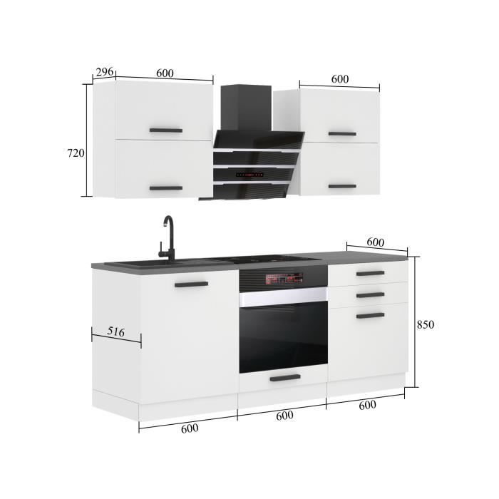 Cuisine Complète - B BELINI GROUP - EMILY - 180 cm - Ébène Royal ...