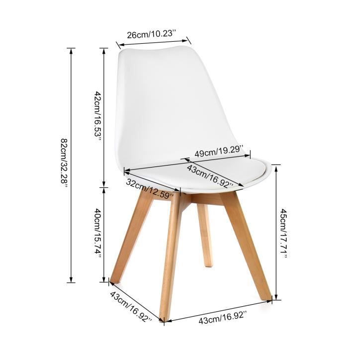 Chaises Scandinaves Blanches Lorenzo - Chaise de salle à Manger Design en  Similicuir et Bois Massif - Cdiscount Maison