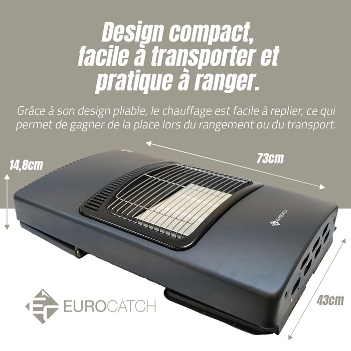 Poêle à Gaz Niklas Nova Slim 4200W - Chauffage D'Appoint Infrarouge Pliable Et Mobile