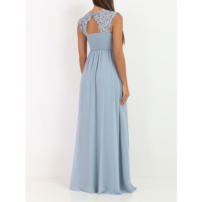 Robe Longue Grise Sans Manches Un Deux Trois - Taille 38 - Doublée - Occasion Très Bon état