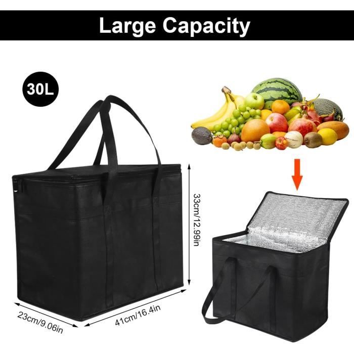 Sac Isotherme 30L, Grand Sac Isotherme Courses, 41 x 33 x 23 cm Grand Sac  Isotherme Pliable, Sac de Livraison Isotherme, Sac[S447]