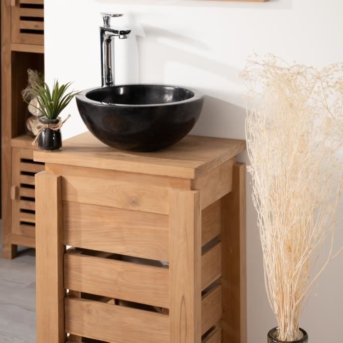 Petit meuble salle de bain wc Zen en teck 40cm - Cdiscount Maison