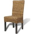 Style Vintage Rétro Chaise de cuisine - Chaises de salle à manger 4pcs Bois solide de manguier et abaca - Fauteuil de Relaxation 296-3
