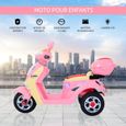 Moto scooter électrique pour enfants - HOMCOM - 3 roues - Rose - Effets lumineux et sonores-3