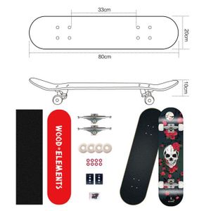 20CM Fuxiang Skateboard Adulte Complet Bois Planche de Skate Skateboard D/ébutant Skate Concave Planche de Skate Anti-D/érapant Roues PU pour Les Enfants Jeunes et Adultes 80