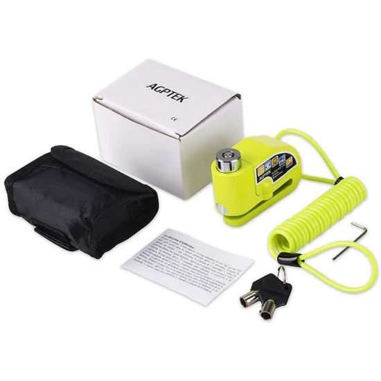 Antivol Disque Frein Avec Alarme 110dB Moto Vélo - ZELENY Noir