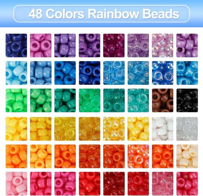 Molain Mélange De 500 Perles Poney à Paillettes 6 X 9 Mm Multicolores Perles En Plastique Pour Loisirs Créatifs Tressage De Cheveux Bijoux, Décorations (transparentes