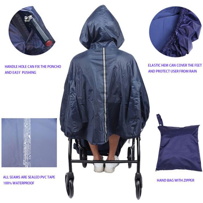 Poncho Imperméable Pour Fauteuil Roulant Adulte - ActionCare - Marine - Neuf