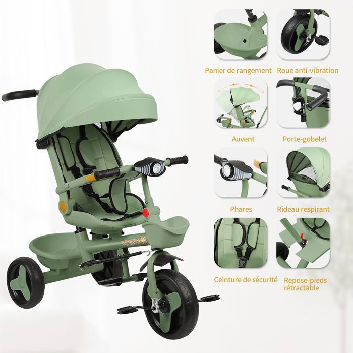 Draisienne 3 En 1 XUANYU – Tricycle évolutif De 1 à 4 Ans, Poussette Et Vélo D'équilibre – Rose A, Sécurité Et Confort