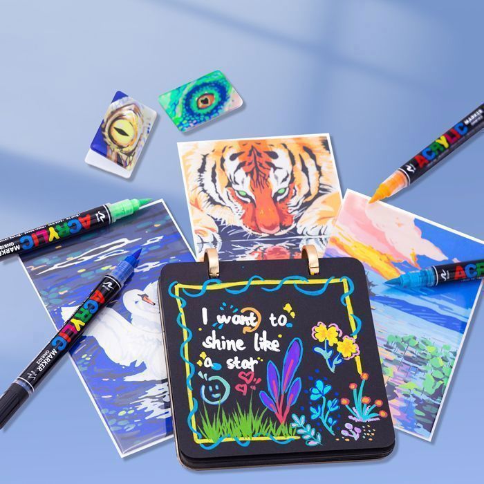 120 Feutres Acrylique Double Pointe - Pour Papier, Verre, Pierre, Tissu - Cadeau Créatif Adultes & Enfants