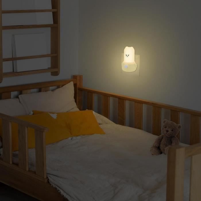 Prise électrique de veilleuse pour enfants avec interrupteur de 2 lampes de  nuit, lampe de chevet led pour bébé