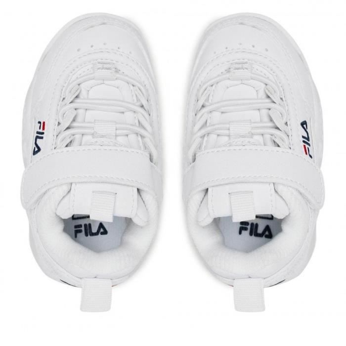 Sneaker Enfant FILA Disruptor E Blanc Lacets Plat Blanc Cdiscount Chaussures