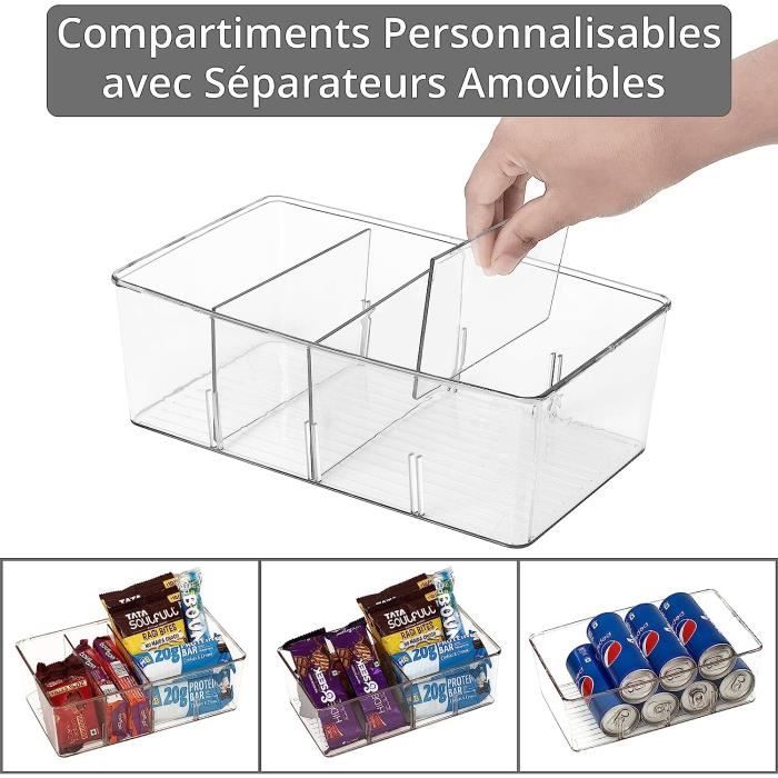 U-QE Lot De 8 Boîtes Hermétiques En Plastique Transparent Sans BPA Avec Couvercles à Verrouillage Facile Pour L'organisation Et Le Rangement Du