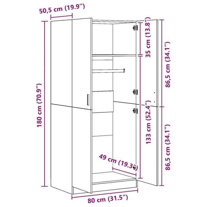 Garde-Robe Couloir Chêne Sonoma 55x25x189cm - 5 Compartiments - Aggloméré - Rangement Étagère Entrée
