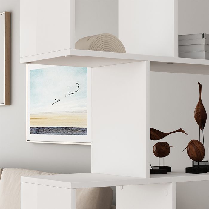 MEUBLE DE RANGEMENT cube RUDY 12 cases bois blanc avec portes EUR 59,99