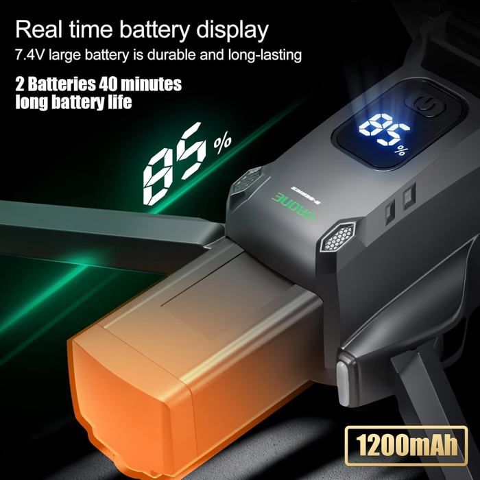 Drone GPS Avec Caméra Brushless - Écran 4.5'' - 40 Min De Vol - 8Go