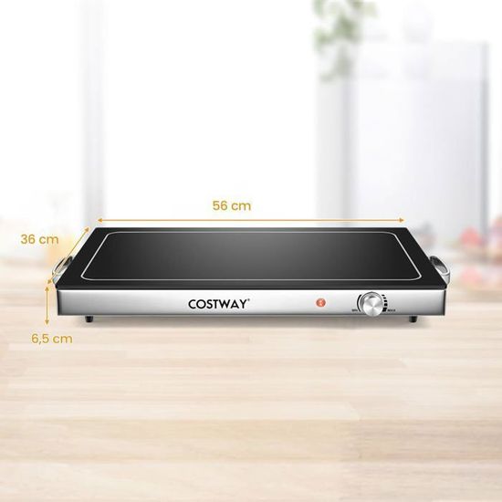 Chauffe-plat électrique COSTWAY - Plateau 56x36cm, Réglable 50-120°C - Pour Buffet, Fêtes, Restaurant