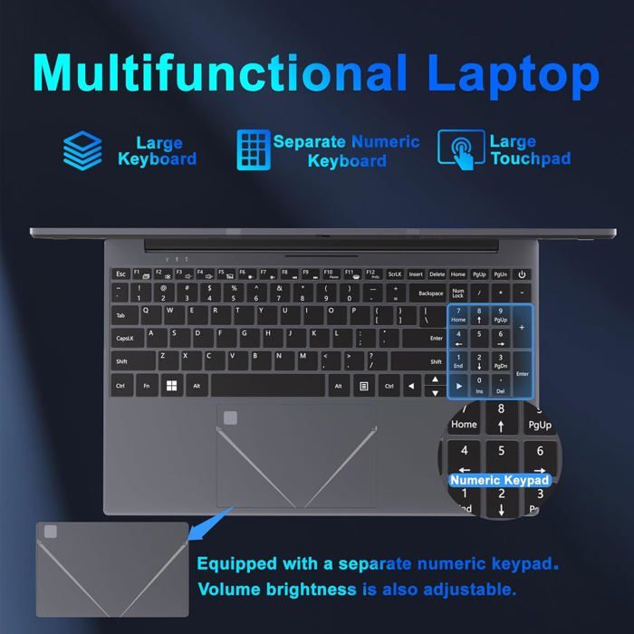 PC Portable DREAMFYRE 15,6" Full HD - 16 Go RAM, SSD 512 Go, Processeur Quad Core, Lecteur D'empreinte - 10