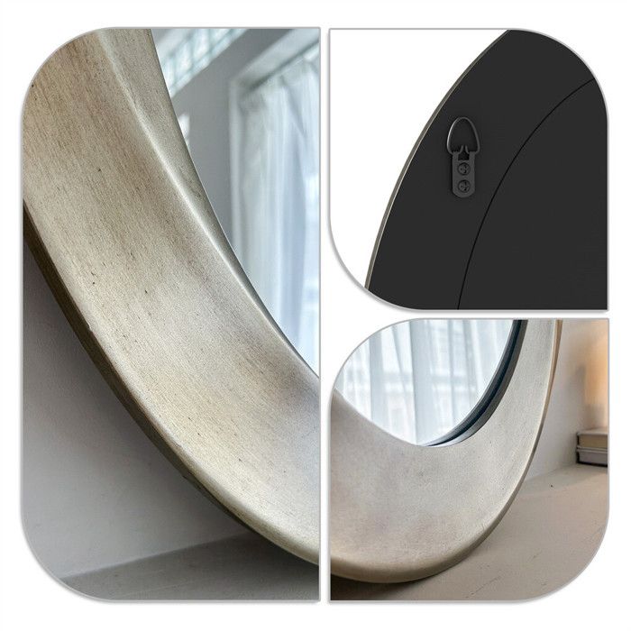 Miroir Mural Ovale Baroque En Bois Sculpté - Style Rétro Blanc - Dimensions 16 X 24 Pouces - Décoration Salon/chambre