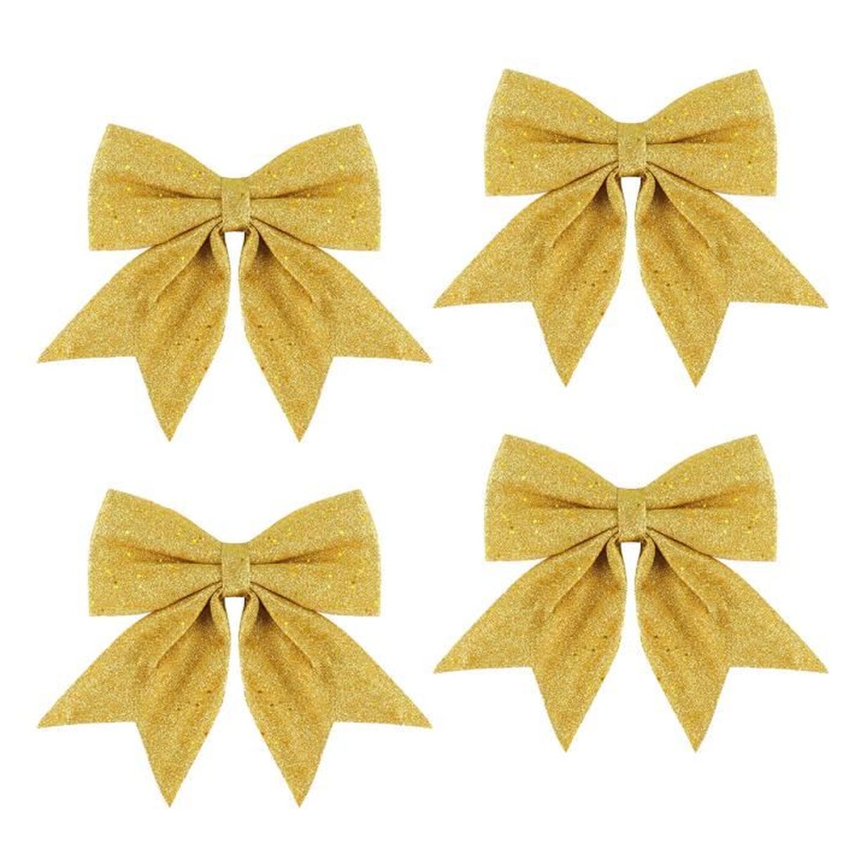 Nœuds de Noël à Paillettes 4 Pcs,Doré Noeud Sapin Noel Decoration pour