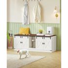 HZUANERI Maison de Toilette Chat,avec Ports USB et Prises électriques,140 cm de Meuble à Litière Caché pour 2 Chats,Marron Rustique et Blanc