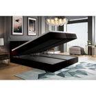 TRADA Lit adulte 180x200 cm ROYAL - avec matelas ressorts intégré, rangement et surmatelas - tissu velours – noir