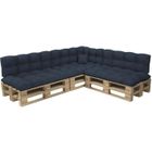 BRAND Coussins palettes Matelassé - Bleu foncé - Set 8 pièces COUSSINS DE PALETTES - 100% Polypropylène - Intérieur/Extérieur - POKAR