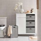 SoBuy Meuble Salle de Bain avec 3 Paniers à Linge et Tiroir, Armoire de Rangement Compacte en Bois Blanc 80x91x38 cm